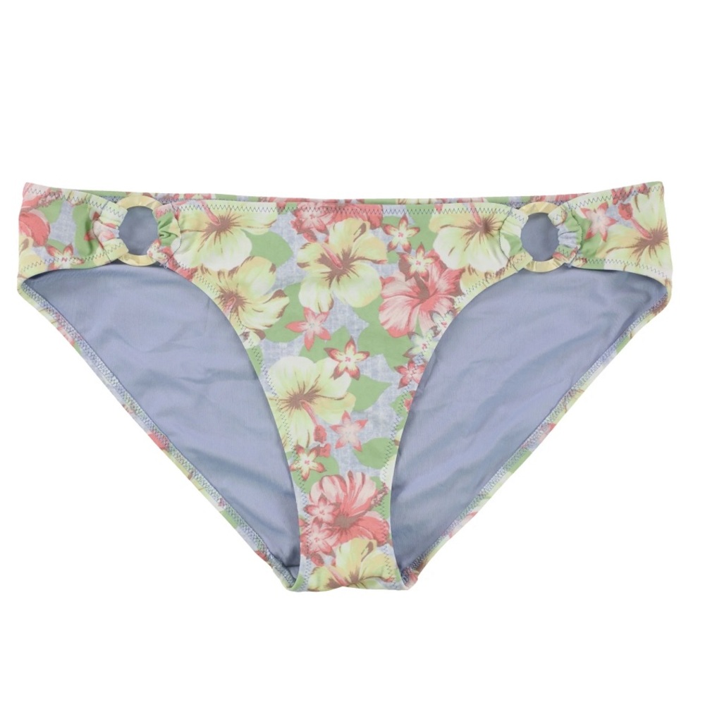 Aerie American Eagle Full Bikini Bottoms Hibiscus Blue Green Yellow Pink Small